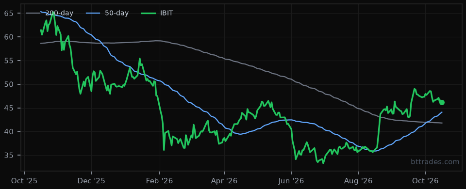 IBIT (bitcoin) 1-year chart